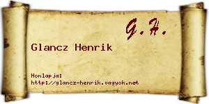 Glancz Henrik névjegykártya